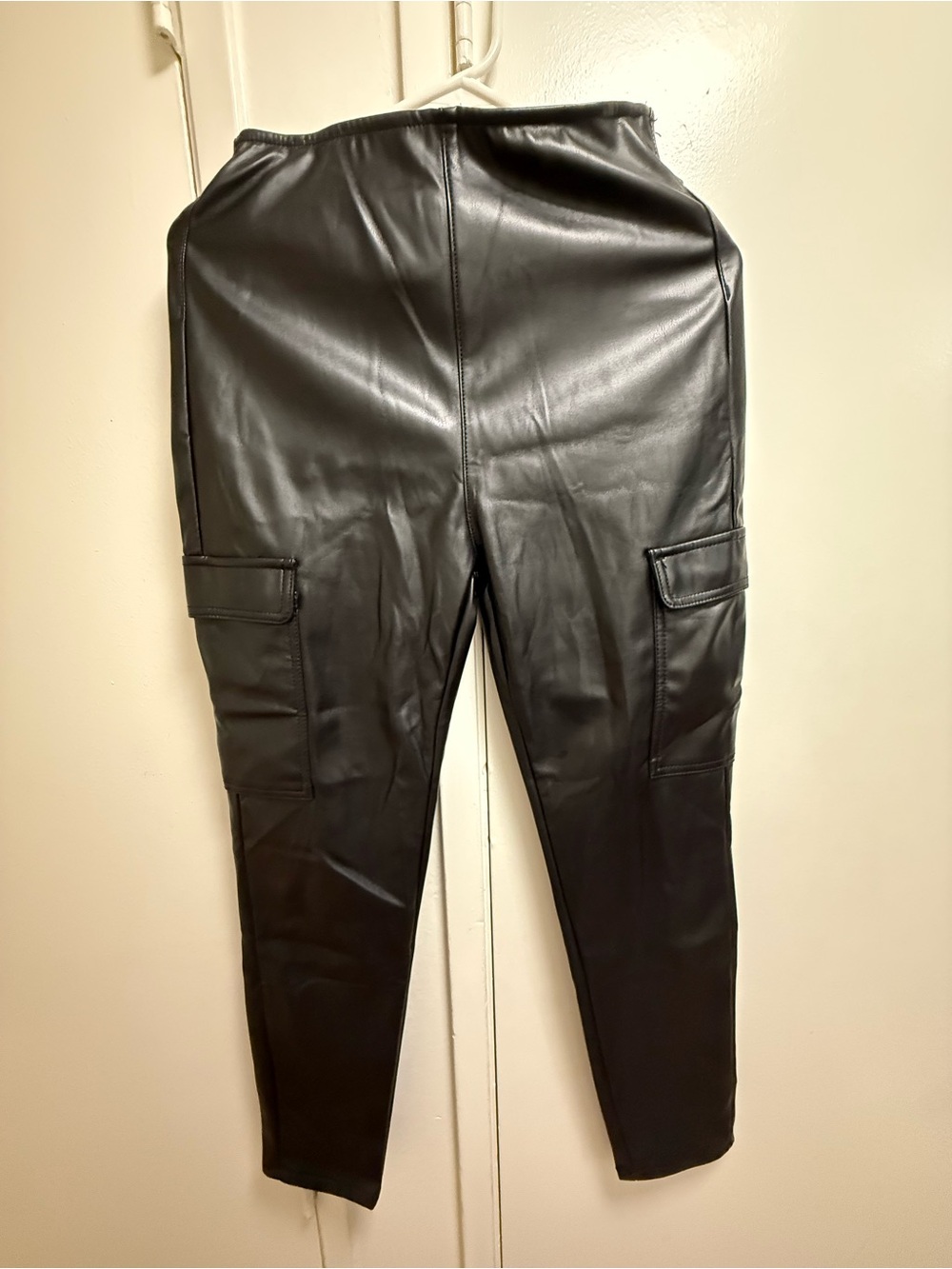 Women’s Black Faux Leather Cargo Pants